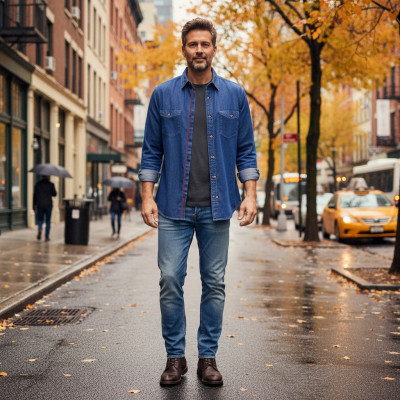 KOSZULA Męska z Długim Rękawem Bawełniana Dżinsowa SCORP Slim Fit Pako Jeans - Pakojeans.pl