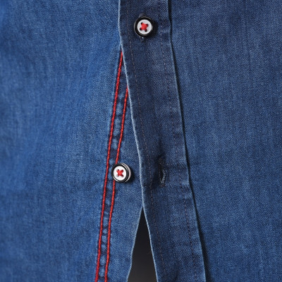 KOSZULA Męska z Długim Rękawem Bawełniana Dżinsowa SCORP Slim Fit Pako Jeans - Pakojeans.pl