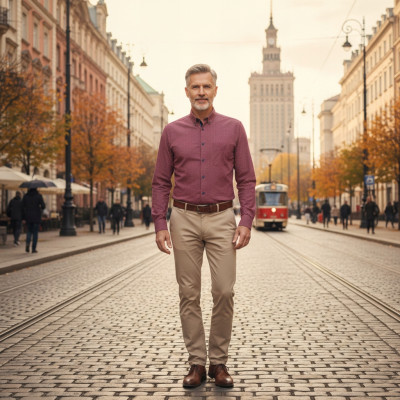 KOSZULA Męska z Długim Rękawem Bawełniana Bordowa LIMP Slim Fit Pako Jeans - Pakojeans.pl