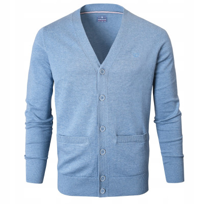 SWETER Męski ROZPINANY Kardigan na Guziki CAMILO BŁĘKITNY Melanż Pako Jeans - Pakojeans.pl