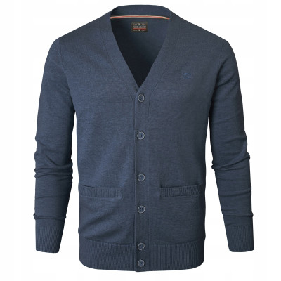 SWETER Męski ROZPINANY Kardigan na Guziki CAMILO GRANATOWY Melanż Pako Jeans - Pakojeans.pl