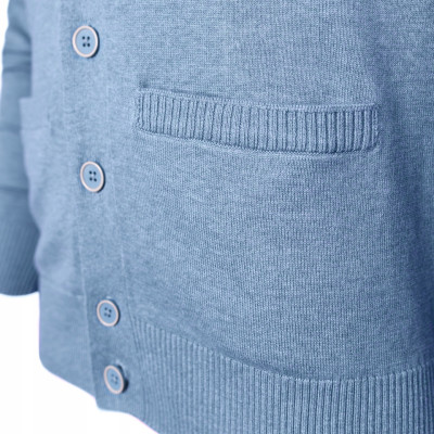 SWETER Męski ROZPINANY Kardigan na Guziki CAMILO BŁĘKITNY Melanż Pako Jeans - Pakojeans.pl