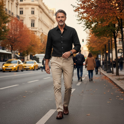 KOSZULA Męska z Długim Rękawem TWIN LNIANA Czarna Regular Fit Pako Jeans - Pakojeans.pl