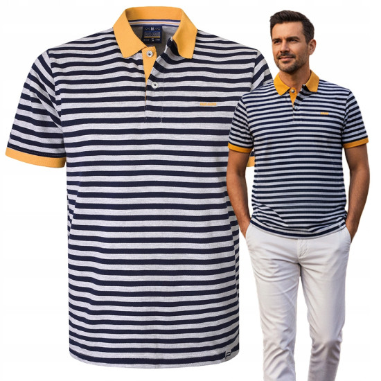 POLO Koszulka Męska w PASKI Bawełniana TONY Elegancka Pako Jeans - Pakojeans.pl