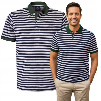 POLO Koszulka Męska w PASKI Bawełniana TONY Elegancka Pako Jeans - Pakojeans.pl