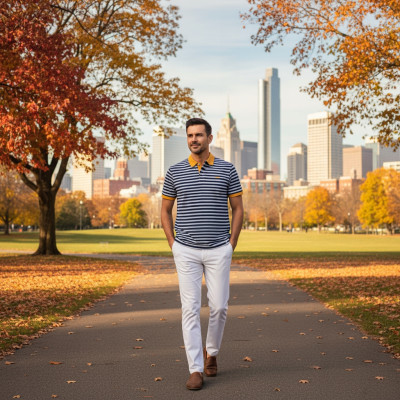 POLO Koszulka Męska w PASKI Bawełniana TONY Elegancka Pako Jeans - Pakojeans.pl