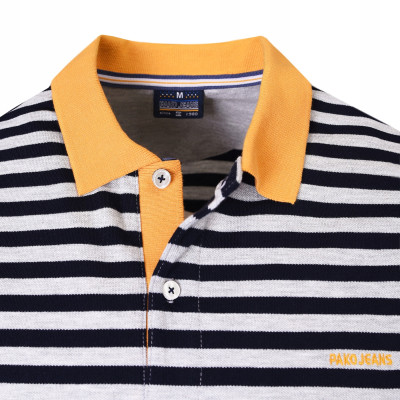 POLO Koszulka Męska w PASKI Bawełniana TONY Elegancka Pako Jeans - Pakojeans.pl
