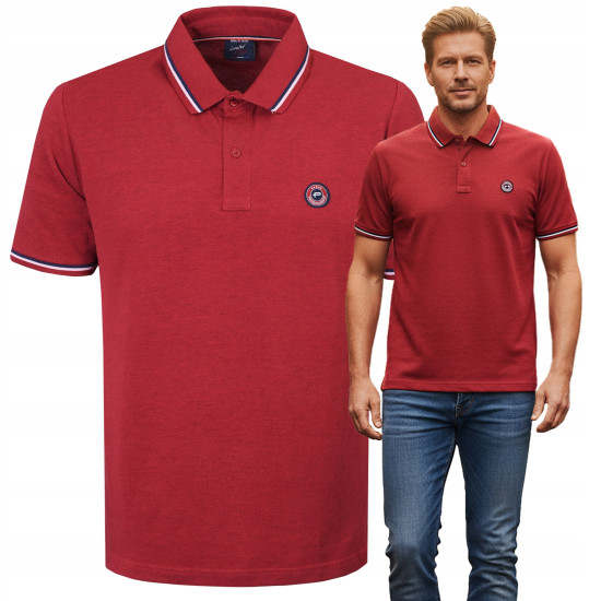 POLO Koszulka Męska CZERWONA Bawełniana MAKSIM Elegancka Pako Jeans - Pakojeans.pl