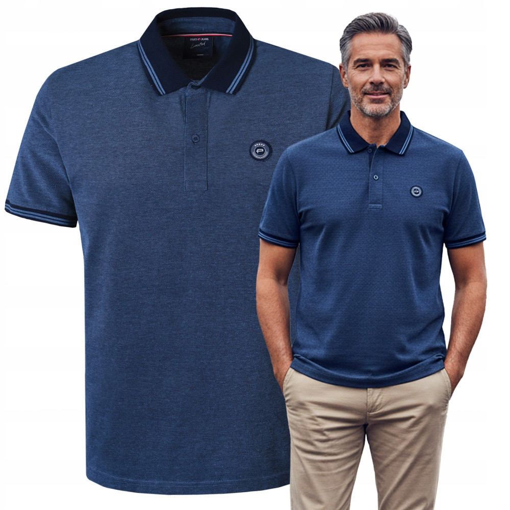 POLO Koszulka Męska GRANATOWA Bawełniana MAKSIM Elegancka Pako Jeans - Pakojeans.pl