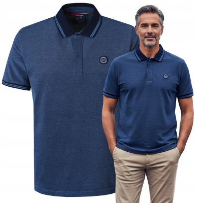 POLO Koszulka Męska GRANATOWA Bawełniana MAKSIM Elegancka Pako Jeans - Pakojeans.pl