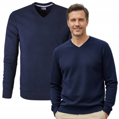 Wygodna BLUZA Męska przez Głowę bez Kaptura MAORI GRANATOWA Melanż Pako Jeans - Pakojeans.pl