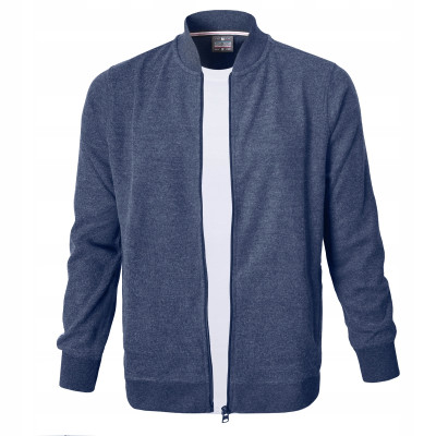 Wygodna BLUZA Męska Rozpinana bez Kaptura EMERIS NIEBIESKA Melanż Pako Jeans - Pakojeans.pl