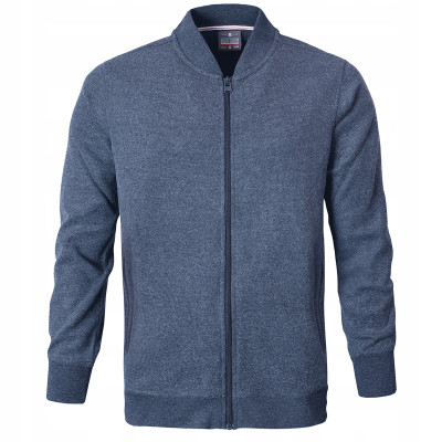 Wygodna BLUZA Męska Rozpinana bez Kaptura EMERIS NIEBIESKA Melanż Pako Jeans - Pakojeans.pl