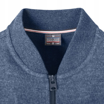 Wygodna BLUZA Męska Rozpinana bez Kaptura EMERIS NIEBIESKA Melanż Pako Jeans - Pakojeans.pl
