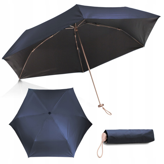 PARASOLKA Mini Fiberglass LEKKA Kieszonkowa Wytrzymała Odporna na Wiatr i UV Granatowa - Pakojeans.pl