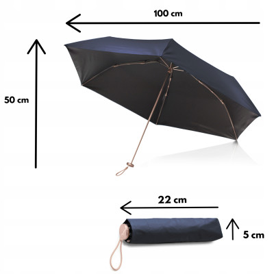 PARASOLKA Mini Fiberglass LEKKA Kieszonkowa Wytrzymała Odporna na Wiatr i UV Granatowa - Pakojeans.pl