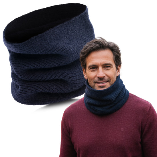 Komin Męski Damski Ciepły Golf na Zimę Granatowy Premium Pako Jeans - Pakojeans.pl