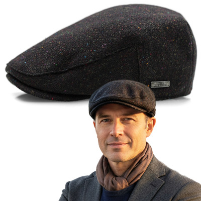 Kaszkiet Męski Zimowy Ocieplany Czapka PREMIUM 100% WEŁNIANA Pako Jeans - Pakojeans.pl