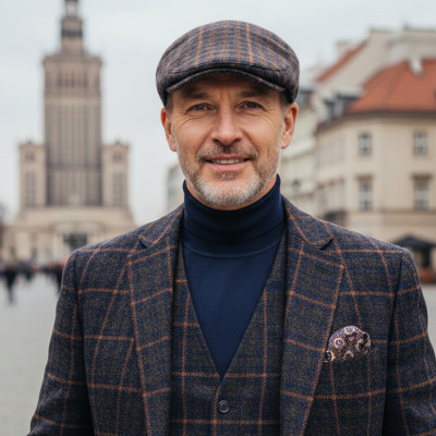 Kaszkiet Męski Ocieplany z Nausznikami Czapka PREMIUM 60% WEŁNA Pako Jeans - Pakojeans.pl