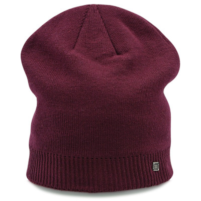 CZAPKA zimowa DZIANINOWA ocieplona miękkim futerkiem na mrozy Z.62 BORDOWA - Pakojeans.pl