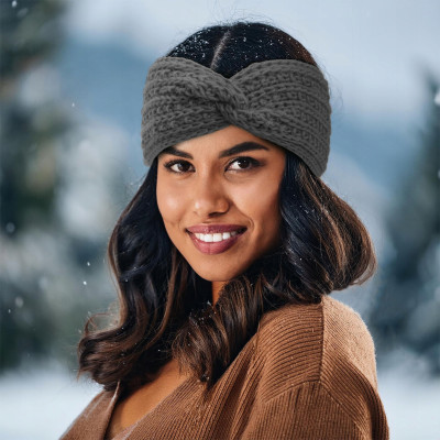 OPASKA Zimowa DAMSKA Turban Na Głowę Na Uszy Przeplatana Ciepła CIEMNOSZARA - Pakojeans.pl