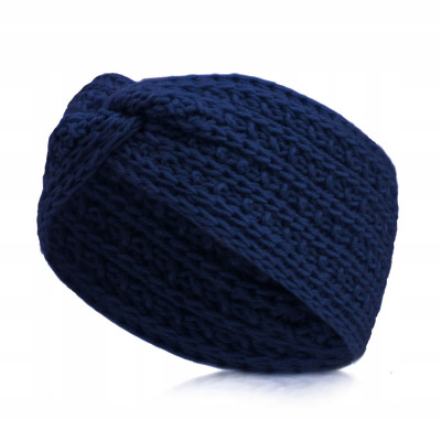 OPASKA Zimowa DAMSKA Turban Na Głowę Na Uszy Przeplatana Ciepła GRANATOWA - Pakojeans.pl