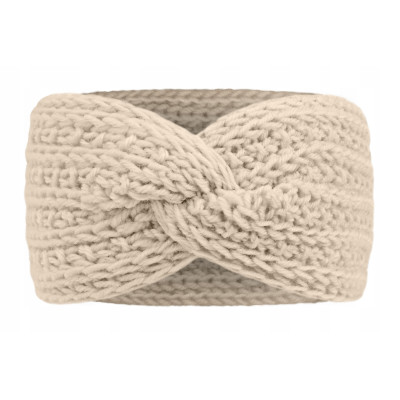 OPASKA Zimowa DAMSKA Turban Na Głowę Na Uszy Przeplatana Ciepła KREMOWA - Pakojeans.pl