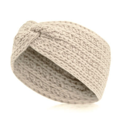 OPASKA Zimowa DAMSKA Turban Na Głowę Na Uszy Przeplatana Ciepła KREMOWA - Pakojeans.pl