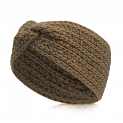 OPASKA Zimowa DAMSKA Turban Na Głowę Na Uszy Przeplatana Ciepła KHAKI - Pakojeans.pl
