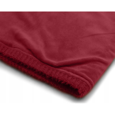 DWUSTRONNY Komplet Damski OPASKA i KOMIN Zestaw Zimowy z Polarem BORDOWY - Pakojeans.pl