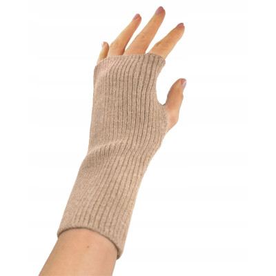 Komplet damski 4w1 Czapka Komin Rękawiczki Getry Ciepły Zestaw - Beżowy - Pakojeans.pl