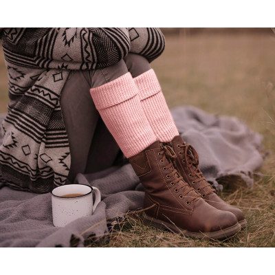 Komplet damski 4w1 Czapka Komin Rękawiczki Getry Ciepły Zestaw - Różowy - Pakojeans.pl