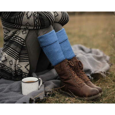 Komplet damski 4w1 Czapka Komin Rękawiczki Getry Ciepły Zestaw - Niebieski - Pakojeans.pl