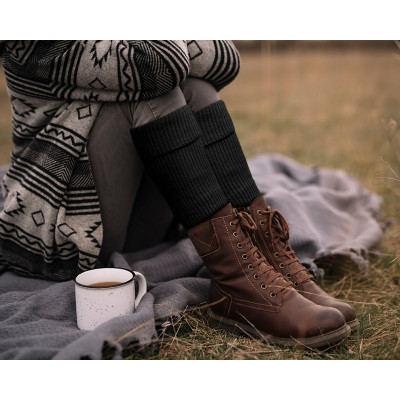 Komplet damski 4w1 Czapka Komin Rękawiczki Getry Ciepły Zestaw - Czarny - Pakojeans.pl