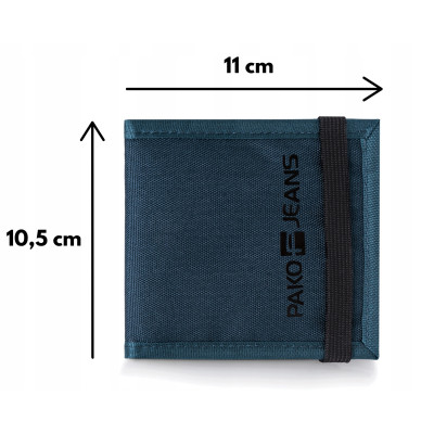 Portfel Męski Parciany MORIS na Gumkę Mały i Pojemny GRANATOWY Pako Jeans - Pakojeans.pl
