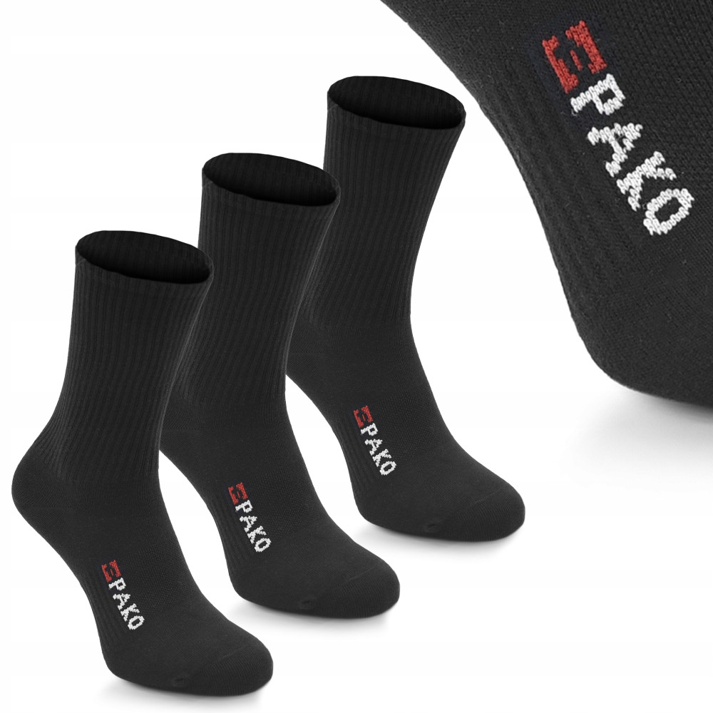Wysokie SKARPETY Męskie Sportowe Bawełniane Elastyczne CZARNE 3-pak r.38-42 - Pakojeans.pl Wysokie SKARPETY Męskie Sportowe Bawełniane Elastyczne CZARNE 3-pak r.38-42 - Pakojeans.pl