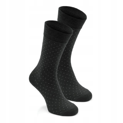 Wysokie Skarpetki Męskie Bawełniane Elastyczne CZARNE w Kropki One Size - Pakojeans.pl