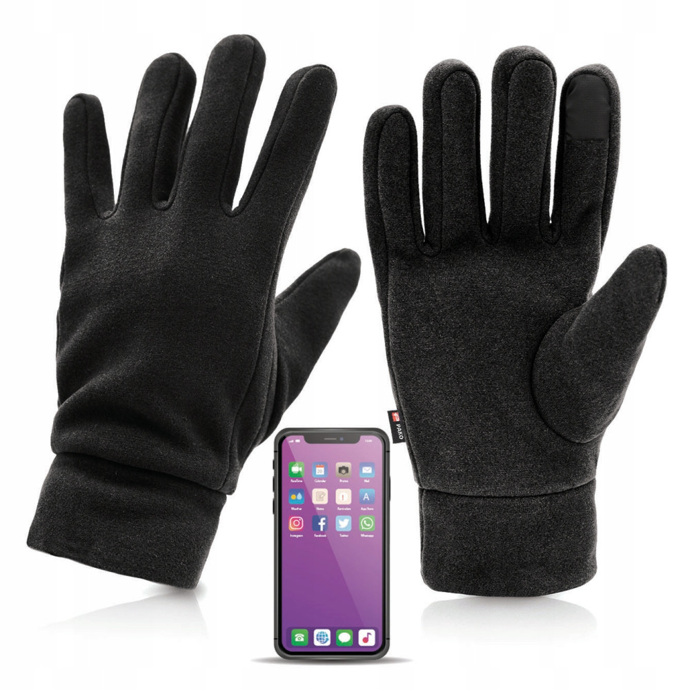 Rękawiczki męskie polarowe dotykowe na mrozy ciepłe GRAFITOWE - Pakojeans.pl