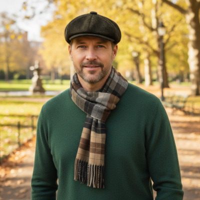 Kaszkiet Męski z Wełną i Szalik Pako Jeans Elegancki Komplet Retro Style Dla Niego - Pakojeans.pl