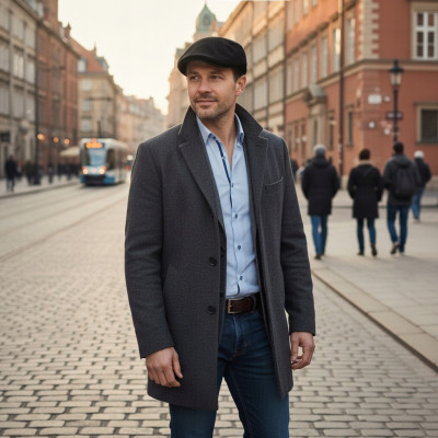 KASZKIET Męski Zimowy Ocieplany SZTRUKSOWY Bawełniany CZARNY Pako Jeans - Pakojeans.pl