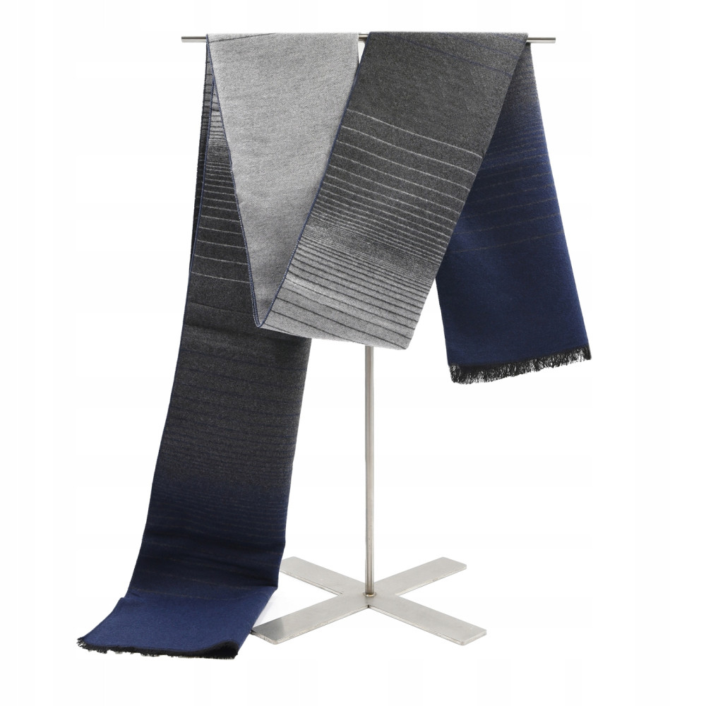 SZAL Szalik MĘSKI Zimowy Ciepły SZARO - GRANATOWY w Pasy Pako Jeans - Pakojeans.pl SZAL Szalik MĘSKI Zimowy Ciepły SZARO - GRANATOWY w Pasy Pako Jeans - Pakojeans.pl