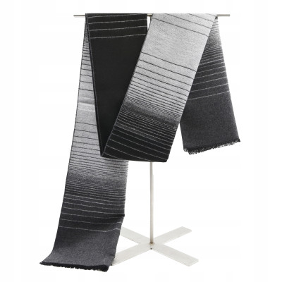 SZAL Szalik MĘSKI Zimowy Ciepły SZARO - CZARNY w Pasy Pako Jeans - Pakojeans.pl