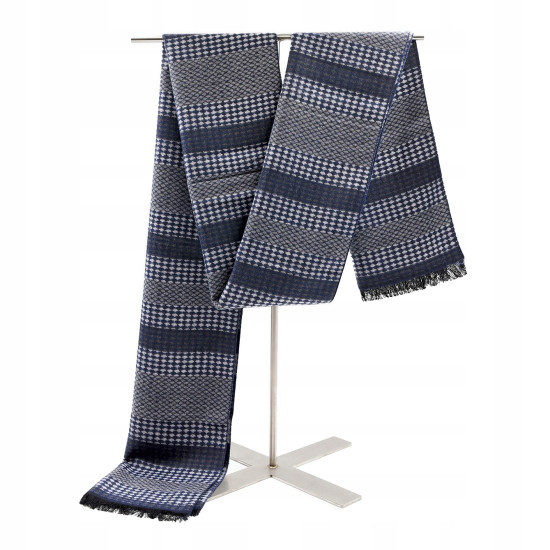 SZAL Szalik MĘSKI Zimowy Ciepły GRANATOWO - SZARY Pako Jeans - Pakojeans.pl