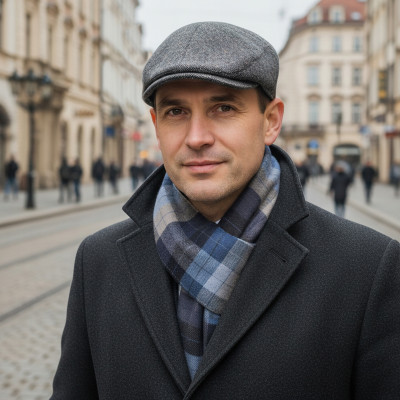 Kaszkiet męski 60% WEŁNY i LUKSUSOWY szalik zestaw PREMIUM Pako Jeans - Pakojeans.pl