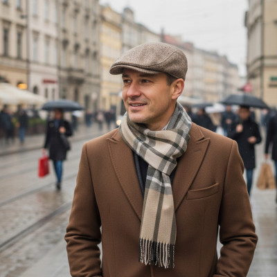 Kaszkiet męski 100% WEŁNY i LUKSUSOWY szalik zestaw PREMIUM Pako Jeans - Pakojeans.pl