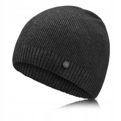 CZAPKA Męska ZIMOWA Elastyczna z Wiskozą GRAFITOWA Melanż Pako Jeans - Pakojeans.pl