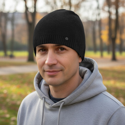 CZAPKA Męska ZIMOWA Elastyczna z Wiskozą CZARNA Pako Jeans - Pakojeans.pl