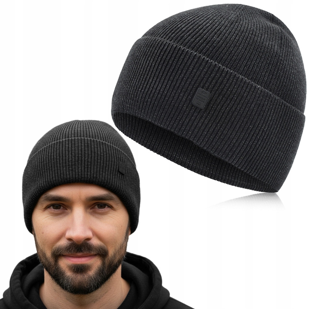 CZAPKA Męska ZIMOWA Elastyczna z Wiskozą Wygodna GRAFITOWA Pako Jeans - Pakojeans.pl