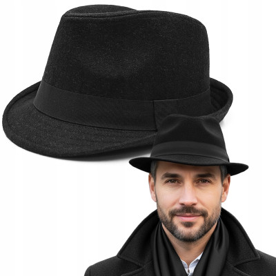 Kapelusz Męski Zimowy Wełniany Czarny Ponadczasowa Elegancja Pako Jeans - Pakojeans.pl