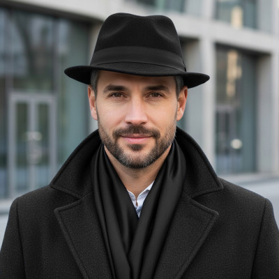 Kapelusz Męski Zimowy Wełniany Czarny Ponadczasowa Elegancja Pako Jeans - Pakojeans.pl